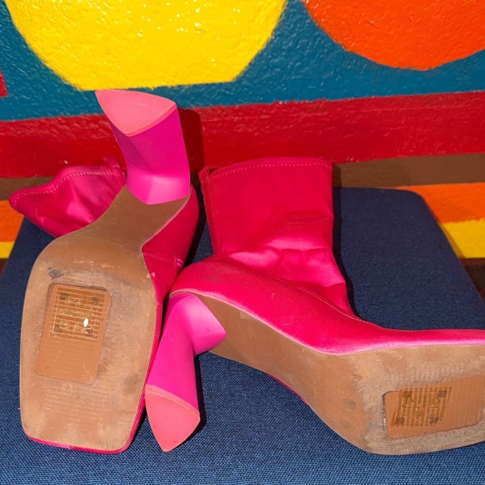 Call It Spring Fuchsia Heeled Boots - Picture 3 of 4